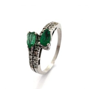 Sortija Oro 18k Con Diamante,Esmeralda