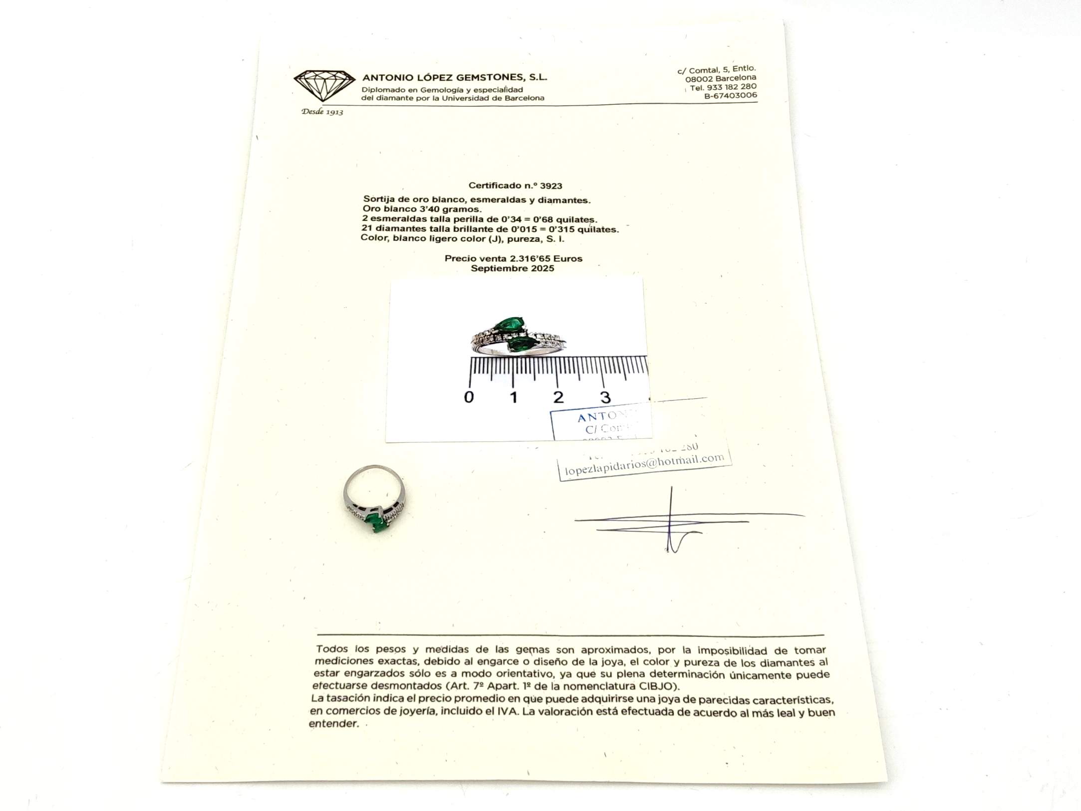 Sortija Oro 18k Con Diamante,Esmeralda - Imagen 6