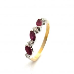 Anillo Oro 18k Con Diamante,Rubi