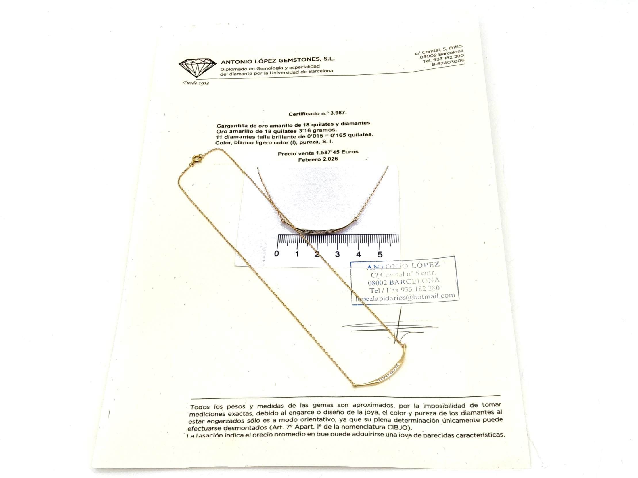 Gargantilla Oro 18k Con Diamante 20cm - Imagen 6