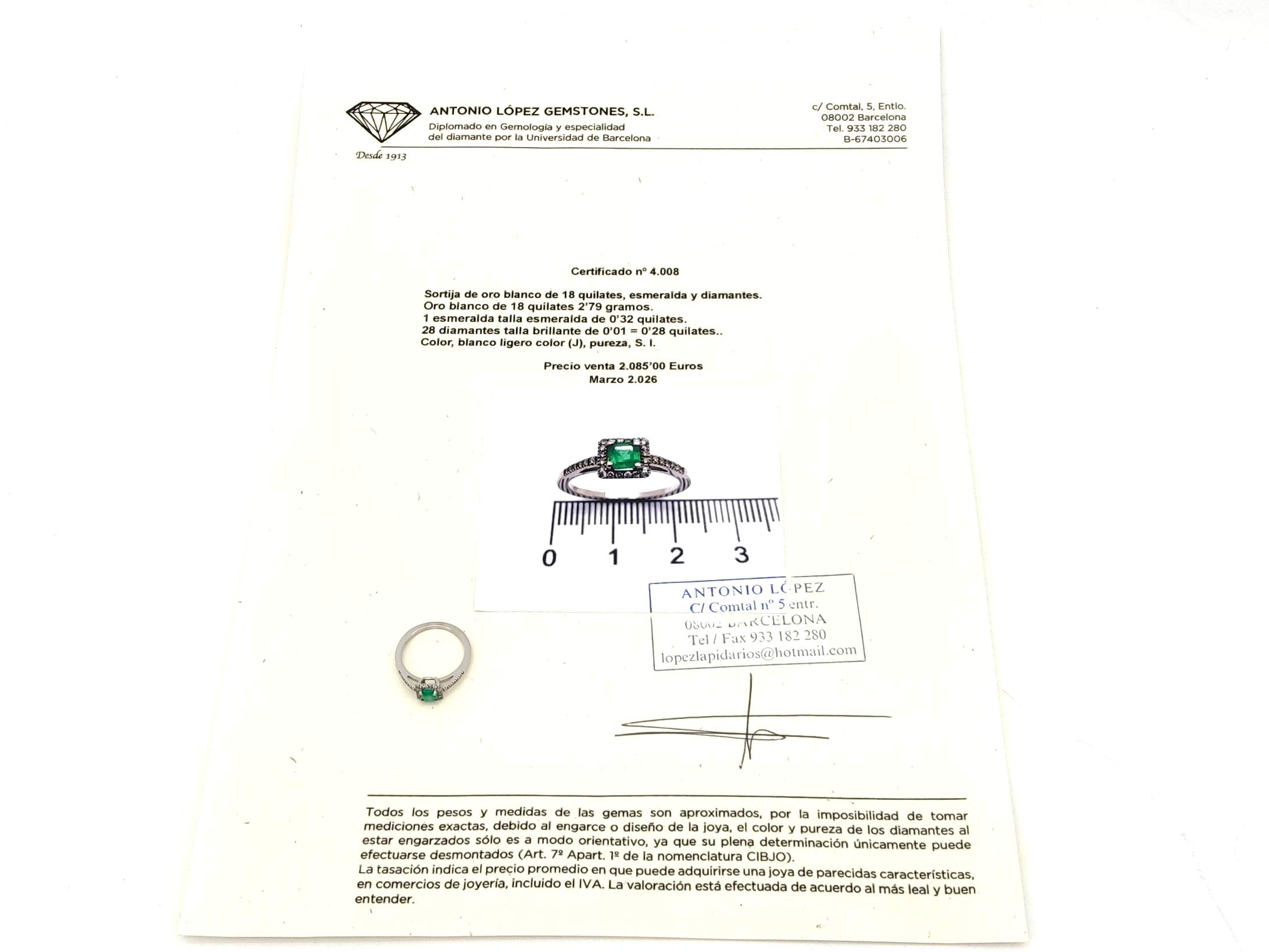 Sortija Oro 18k Con Diamante,Esmeralda - Imagen 6