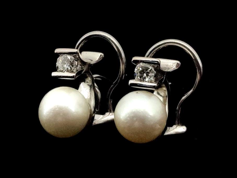 Pendientes Oro 18k Con Diamante,Perla - Imagen 2