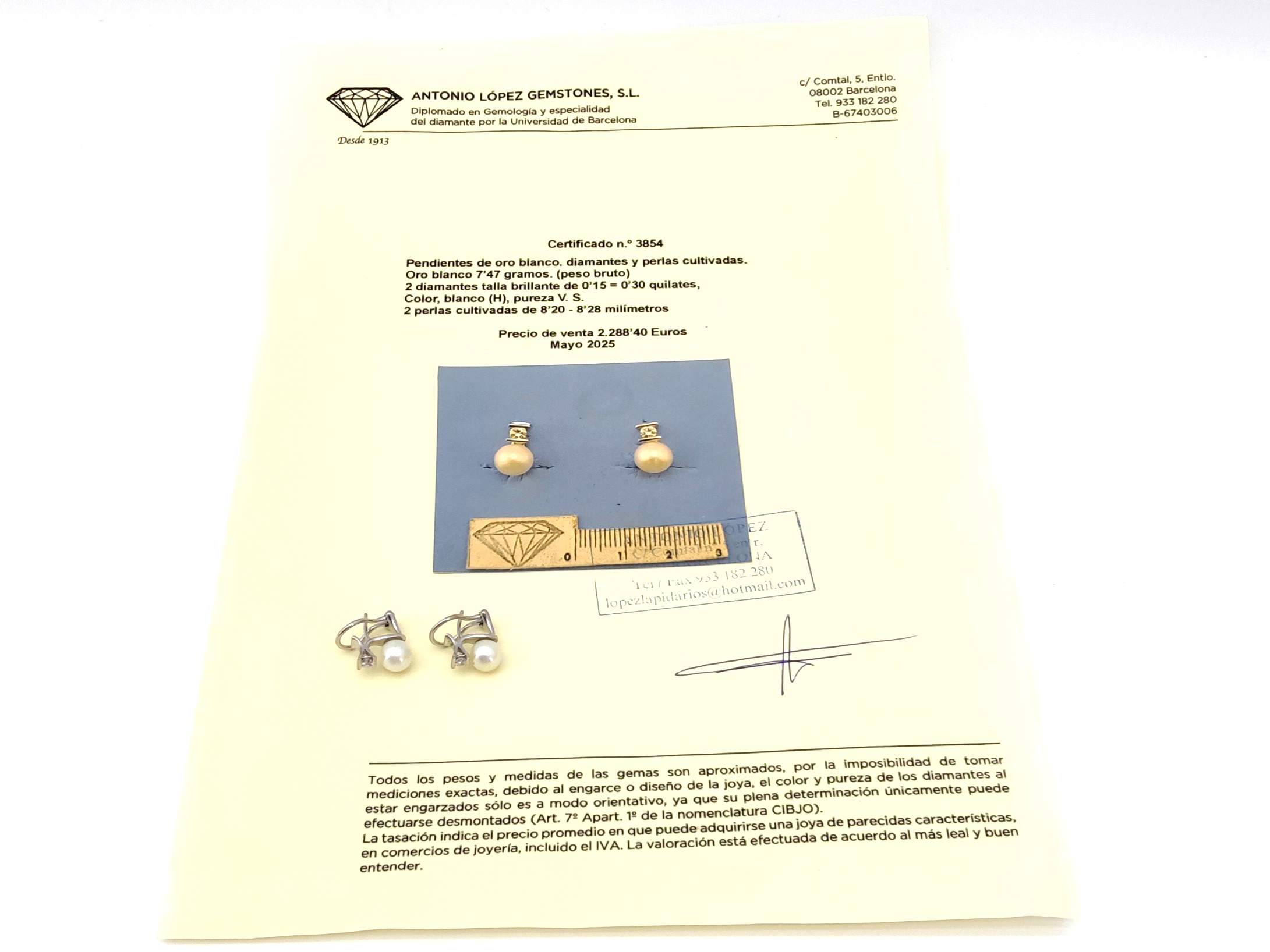 Pendientes Oro 18k Con Diamante,Perla - Imagen 5