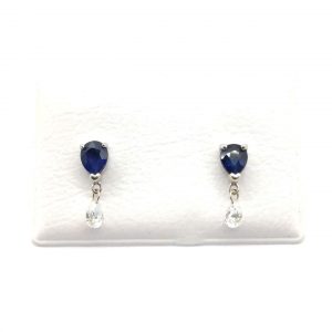 Pendientes Oro 18k Con Diamante,Zafiro