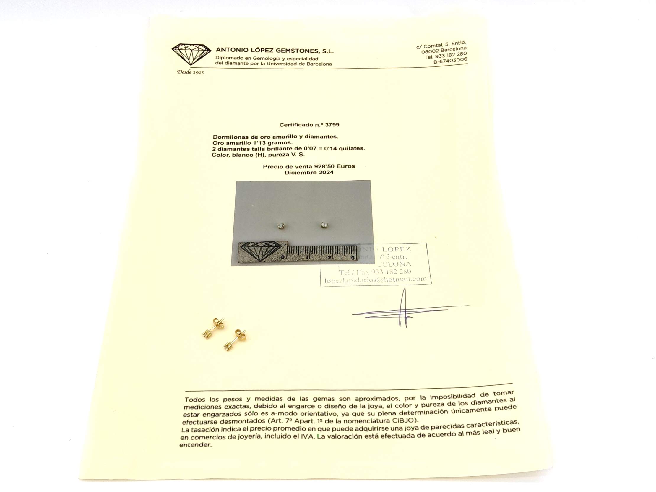 Pendientes Oro 18k Con Diamante - Imagen 5