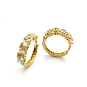 Argollas Oro 18k Con Circonita