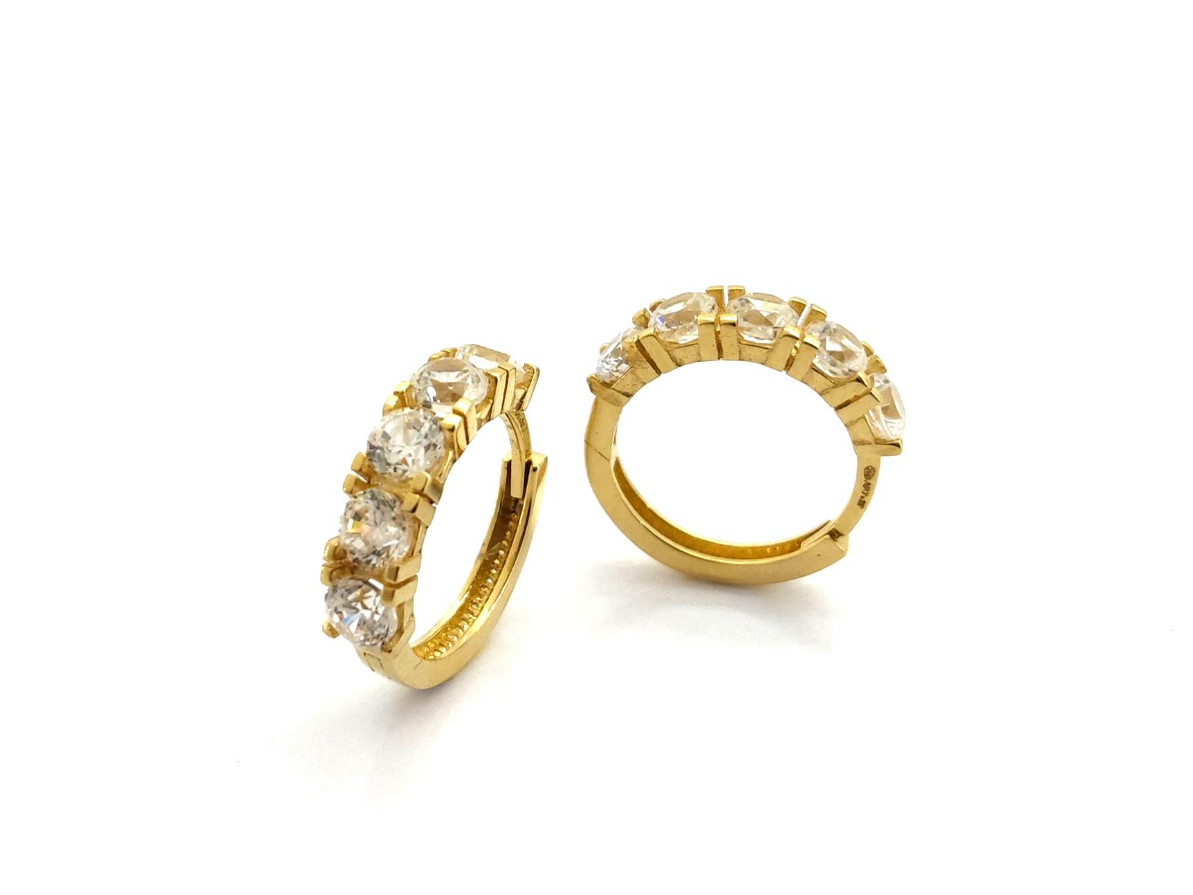 Argollas Oro 18k Con Circonita